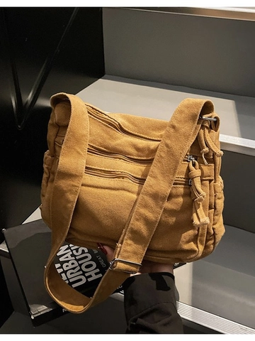 Lässige Canvas Umhängetasche Große Kapazität Für Damen Vintage Multi Reißverschlusstasche Schulter Messenger Bag Verstellbar
