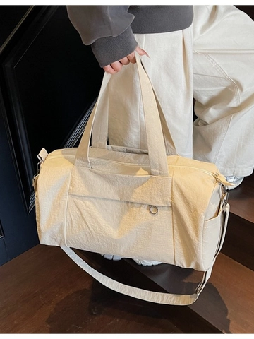 Large Capacity Canvas Travel Bag For Women Foldable Fitness Gym Bag With Adjustable Shoulder Strap Durable Handbag