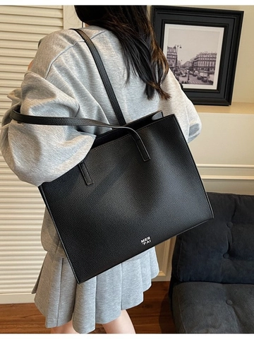 Fashion Minimalist Large Capacity PU Leather Tote Bag For Women Pebble Grain Shoulder Bag Casual Commuting Travel Handbag