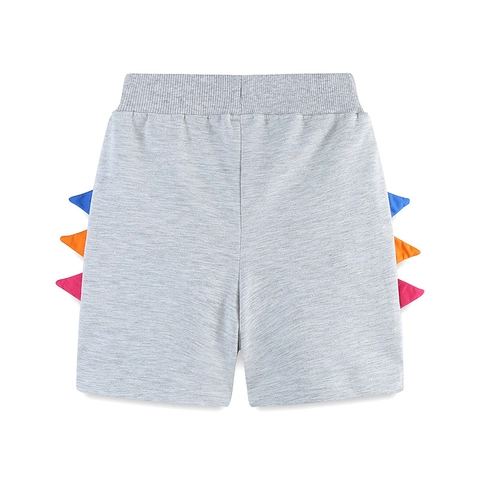 Boys Cotton Knitted Shorts Casual Summer Dinosaur Spine Design Elastic Waist Drawstring Breathable Kids Activewear Bottoms