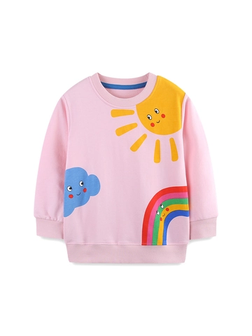 Felpa per Bambina in Cotone Con Stampa Arcobaleno Pullover a Maniche Lunghe Top Sportivi Casual Autunnali
