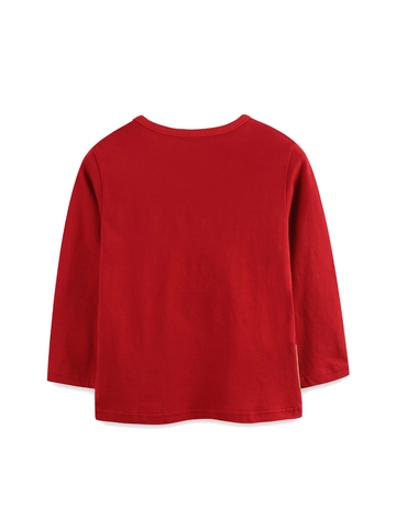 Maglietta da Bambina in Cotone Autunnale a Maniche Lunghe con Stampa di Cervi del Fumetto Girocollo Casual per Bambini