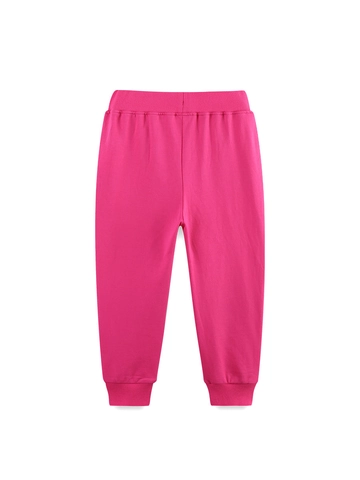 Pantaloni Sportivi da Bambina in Cotone Rosso Rosa Con Ricamo a Conchiglia Arcobaleno Pantaloni Casual per Uso Quotidiano