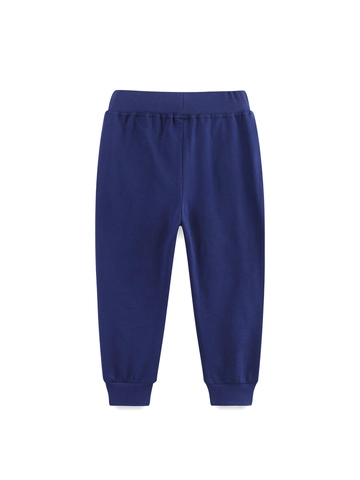 Kinder Mädchen Baumwolle Sporthose Herz Stickerei Aufnäher Kleinkinder Baby Jogger Marineblau Herbst Rippbund Hose