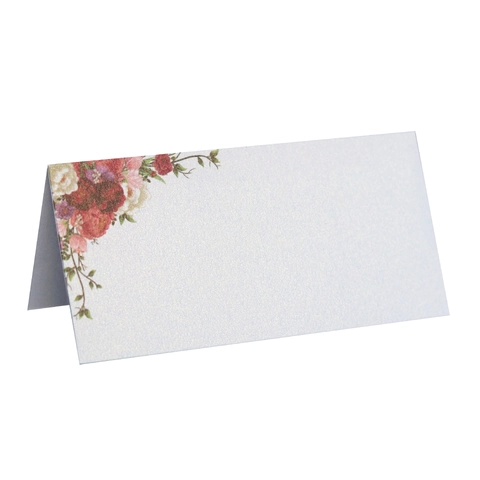 Elegant Rose Floral Printed Place Cards For Wedding Banquet Party Foldable Pearl Paper Table Name Cards Seating Cards European Style Decoration