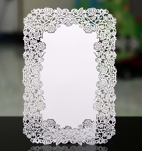 Cartes d'Invitation en Dentelle de Rose Ajourées au Laser Papier Perlé Style Européen pour Mariage Fête Décoration
