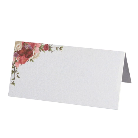 Elegant Rose Floral Printed Place Cards For Wedding Banquet Party Foldable Pearl Paper Table Name Cards Seating Cards European Style Decoration