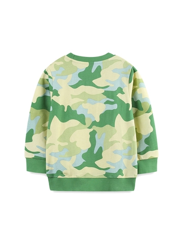 Felpa Casual da Ragazzo in Cotone Con Stampa Mimetica a Faccia di Tigre Autunno Manica Lunga Girocollo Pullover Sportiva