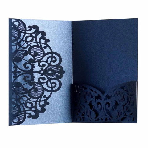 Elegant Laser Cut Wedding Invitation Shell Pocket Hollow Pearlescent Paper European Style Floral Invite Cover Marriage Party Gift