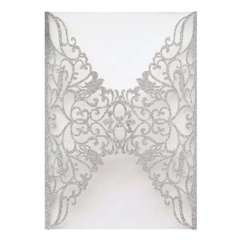 European Laser Cut Hollow Wedding Invitation Cover Glitter Pearl Paper Floral Invitation Pocket For Wedding Party Banquet