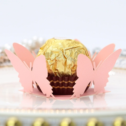 Supporto Decorazione Cioccolato Farfalla Taglio Laser Carta Perlata Scatola Caramelle per Matrimonio Compleanno Festa Decorazione