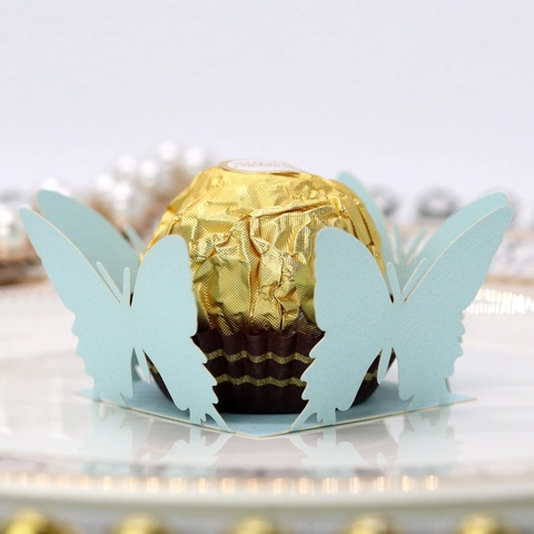 Laserschnitt Schmetterling Schokoladenbox Perlpapier Dessert Halter Für Hochzeit Geburtstag Party Tischdekoration