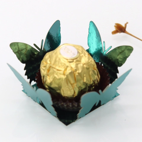 Laser Cut Butterfly Chocolate Wrappers Hollow Mirror Pearl Paper Candy Cupcake Liners For Wedding Party Decorations