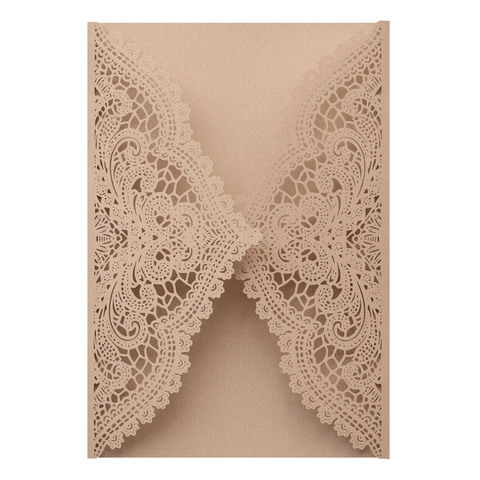 Elegant Laser Cut Lace Wedding Invitations Sleeves Pearlescent Paper Hollow Greeting Card Envelopes For Banquet Party Anniversary Decor