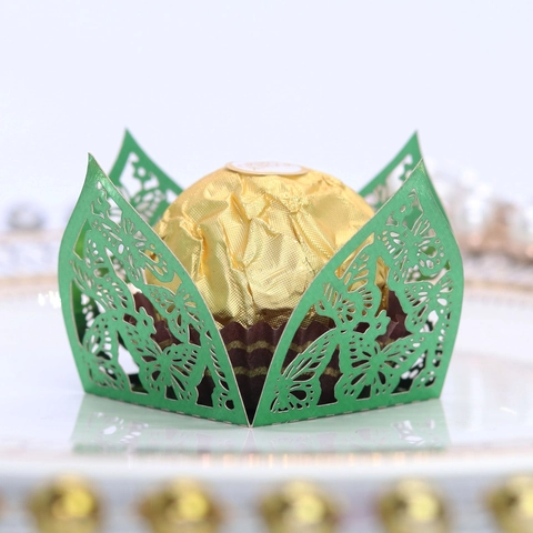 Scatola di Caramelle al Cioccolato a Farfalla Tagliata al Laser Carta Olografica a Specchio per Matrimonio Festa Decorazione