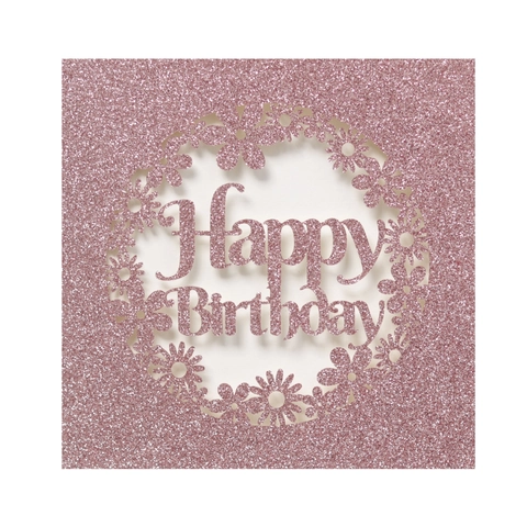 Glitzer Perlmuttpapier Hohlraum Happy Birthday Grußkarte Florale Geburtstag Einladungskarte Dekoration Grußkarte