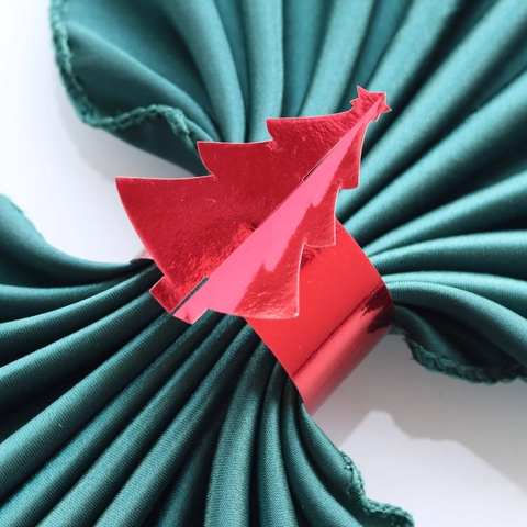 Weihnachtsbaum Papier Serviettenringe Spiegel Laser Reflektierende Karton Serviettenschnallen Für Weihnachtsfeier Abendessen Hochzeit Deko