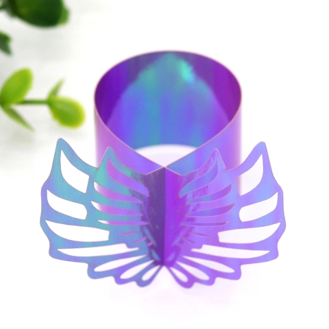 Hollow Butterfly Angel Wing Paper Napkin Rings Mirror Gold Silver Reflective Napkin Holder For Wedding Banquet Party Table Decor