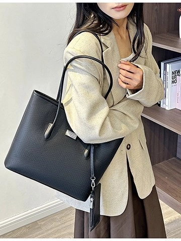 Women Fashion Large Capacity Tote Bag Set PU Leather Chevron Pattern Shoulder Handbag Casual Commute Office Shopping Bag