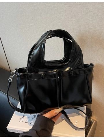 Borsa Tote a Tracolla da Donna in Pelle PU Grande Capacità Moderna Borsa a Spalla Pendolare Con Doppie Tasche Frontali per Ufficio Scuola