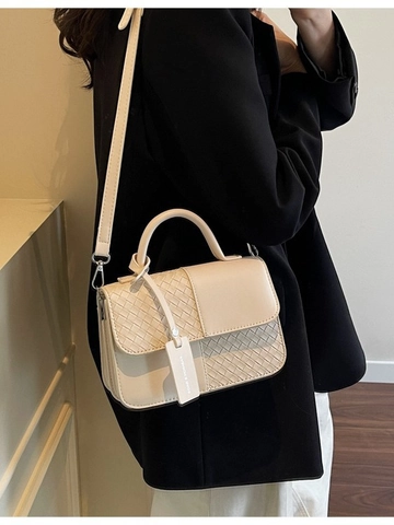 Women Fashion Woven Patchwork PU Leather Small Square Bag Versatile Crossbody Shoulder Handbag Stylish Daily Commute Purse