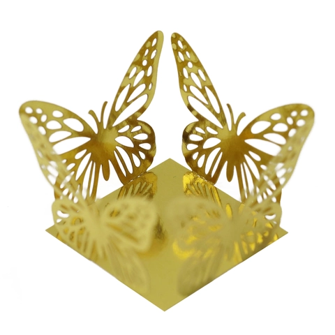 Laser Cut Butterfly Mirror Gold Pearlescent Paper Chocolate Decoration Holder Hollow Lace Candy Box For Wedding Party Favor