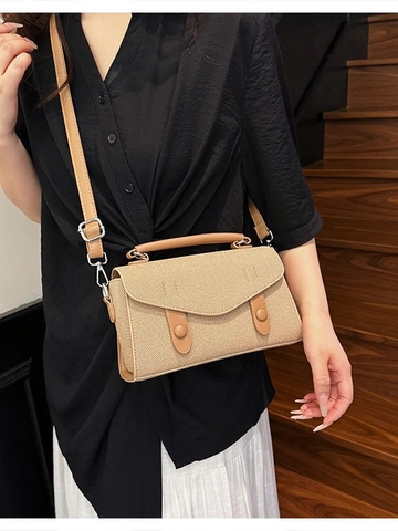 Borsa a Tracolla da Donna in Pelle PU Moda Borsa a Mano Versatile Urban Casual Borsa Quadrata Piccola Con Tessitura Chiusura Magnetica