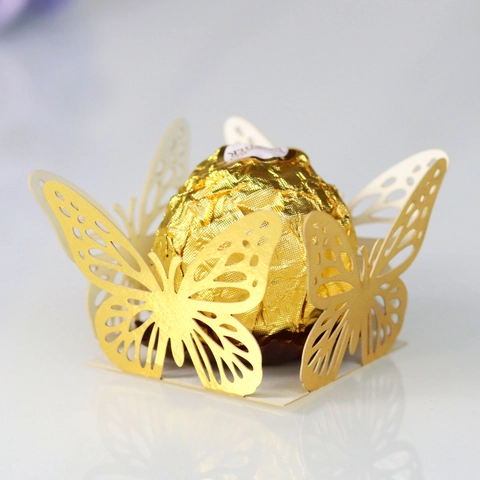 Elegant Laser Cut Butterfly Hollow Chocolate Decoration Wrappers For Wedding Birthday Party Favors Candy Gift Box Decor