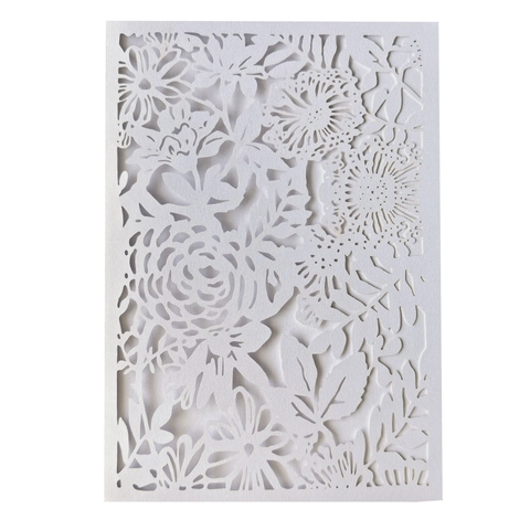Elegante Copertura per Invito di Matrimonio con Foglia di Rosa Taglio Laser Carta Perlata Svuotata Invito per Festa di Fidanzamento
