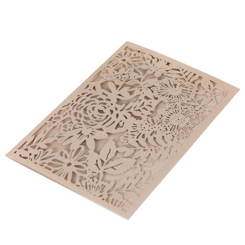 Elegant Laser Cutout Pearl Paper Invitation Sleeve With Rose Floral Design For Wedding Party Valentine Day Card Cover