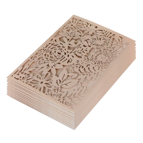 Elegant Laser Cutout Pearl Paper Invitation Sleeve With Rose Floral Design For Wedding Party Valentine Day Card Cover