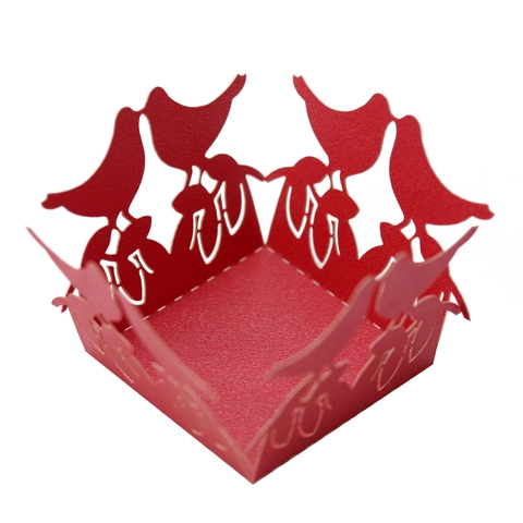 Involucri per Scatole di Cioccolatini e Caramelle Traforati con Design a Uccello Tagliati al Laser in Carta Perlata Decorazione in Pizzo per Feste di Matrimonio