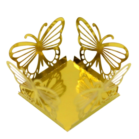 Laser Cut Butterfly Hollow Candy Box Mirror Reflective Paper Chocolate Holder For Wedding Birthday Party Table Decoration