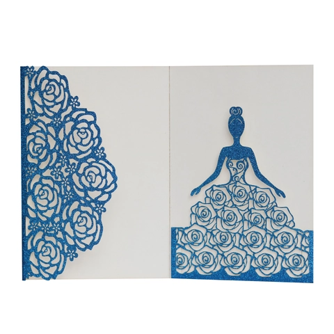 Laser Geschnitten Hochzeit Einladungskarten Rose Blume Mädchen Design Glitzerpapier Grußkarte Hülle Für Hochzeit Festival Party