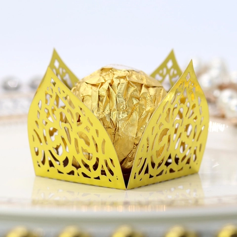 Soporte para Chocolate Estilo Europeo Corte Láser Papel Perlado Espejo Envoltura de Caramelos para Decoración de Mesa de Boda Fiesta