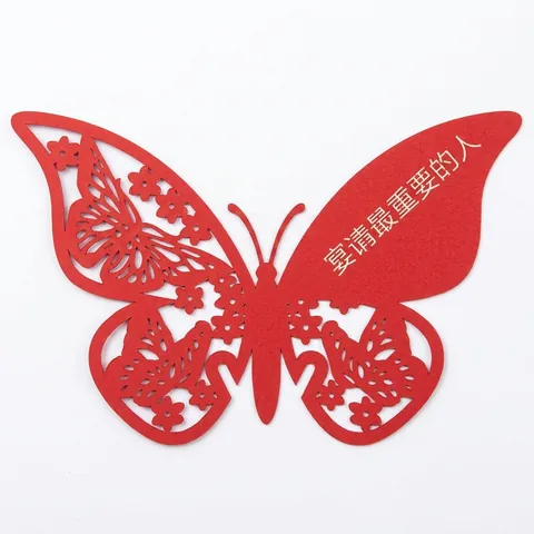 Elegant Laser Cut Hollow Butterfly Wine Glass Place Cards Pearlescent Paper Table Decorations For Wedding Party Birthday