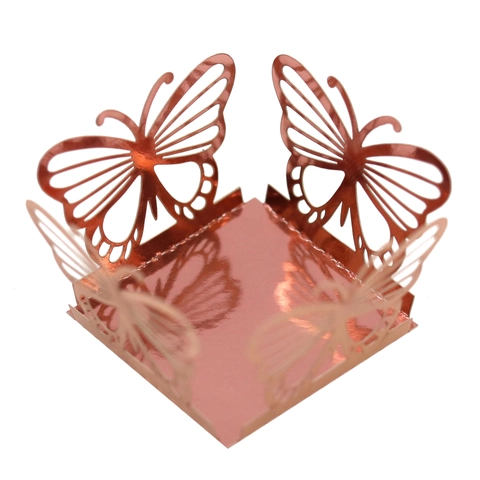 Laser Cut Butterfly Hollow Candy Box Mirror Reflective Paper Chocolate Holder For Wedding Birthday Party Table Decoration