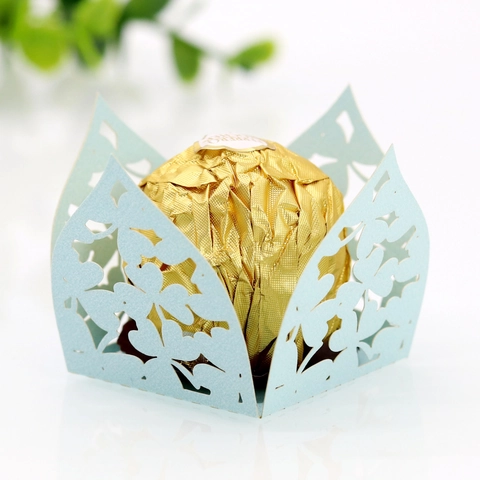 Scatola di Caramelle a Trifoglio in Carta Specchio Tagliata al Laser Confezione Regalo per Matrimonio Decorazione Festa