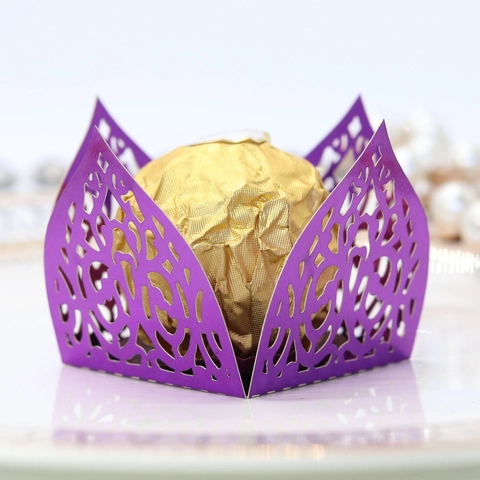 Soporte para Chocolate Estilo Europeo Corte Láser Papel Perlado Espejo Envoltura de Caramelos para Decoración de Mesa de Boda Fiesta