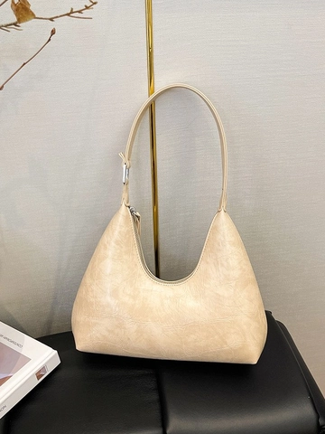 Women Fashion PU Leather Crocodile Pattern Hobo Bag Vintage Large Capacity Underarm Shoulder Bag Commuter Half Moon Bag