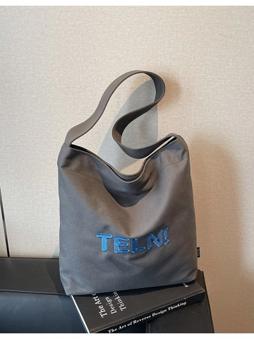 Grote Capaciteit Dames Canvas Tote Tas Brief Geborduurd Casual Schoudertas Student Woon-werkverkeer Crossbody Handtas