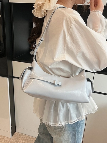 Large Capacity Women PU Leather Shoulder Bag Stylish Pleated Underarm Crossbody Bag Fashion Dumpling Hobo Bag For Daily Use