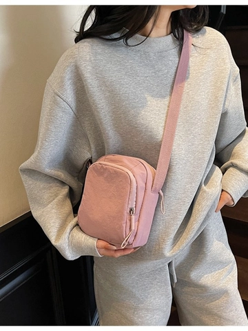 Bolso para Teléfono de Lona Ligero Minimalista para Mujer Color Sólido Casual Bolso de Hombro Pequeño Correa Ajustable
