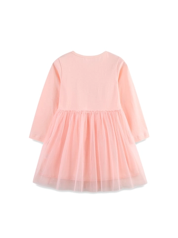 Robe à Manches Longues pour Fille Imprimé Ballerine en Tricot de Coton et Maille Rose Robe de Princesse Automne