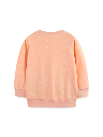 Girls Polka Dot Sweatshirt 100% Cotton Long Sleeve Pullover With Hen Applique Embroidery For Toddlers Kids Fall Sportswear