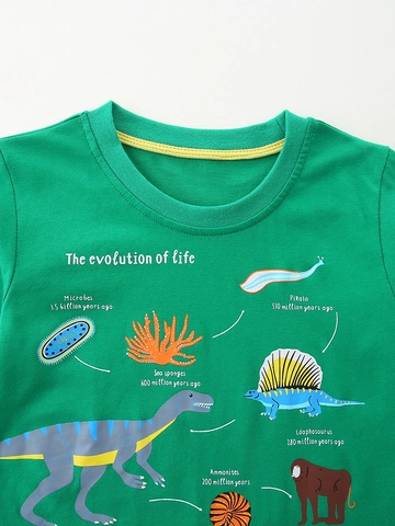 Αγόρια Μακρυμάνικο Βαμβακερό T-Shirt Παιδικό Τύπωμα Ζώων Εξέλιξης Στρογγυλή Λαιμόκοψη Casual Δυτικό Στυλ