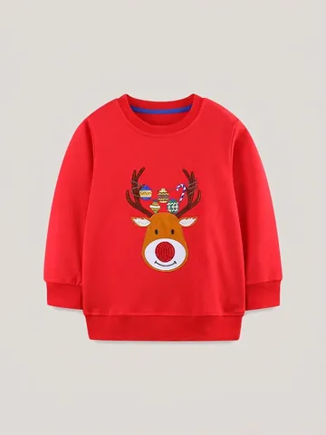 Sweat-shirt en Coton Renne de Noël pour Garçons Style Occidental Pull-over à Manches Longues Décontracté Col Rond Enfants