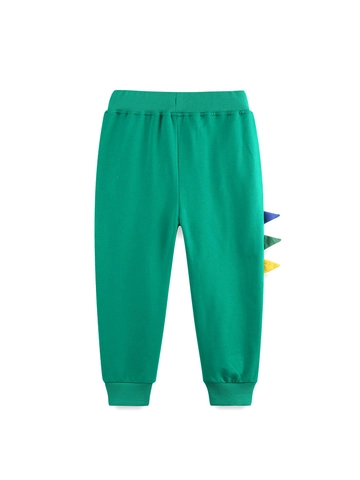 Toddler Boys Cotton Sweatpants Green Dinosaur Embroidery Joggers For Kids Sports Casual Elastic Waist Trousers