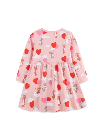 Mädchen Langarm Baumwolle Strickkleid Rosa Prinzessin Kleid Mit Hase Herz Wolke Cartoon Muster Herbst Kinder Casual Kleid