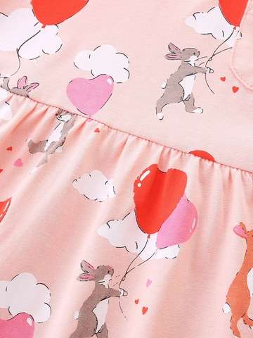 Mädchen Langarm Baumwolle Strickkleid Rosa Prinzessin Kleid Mit Hase Herz Wolke Cartoon Muster Herbst Kinder Casual Kleid